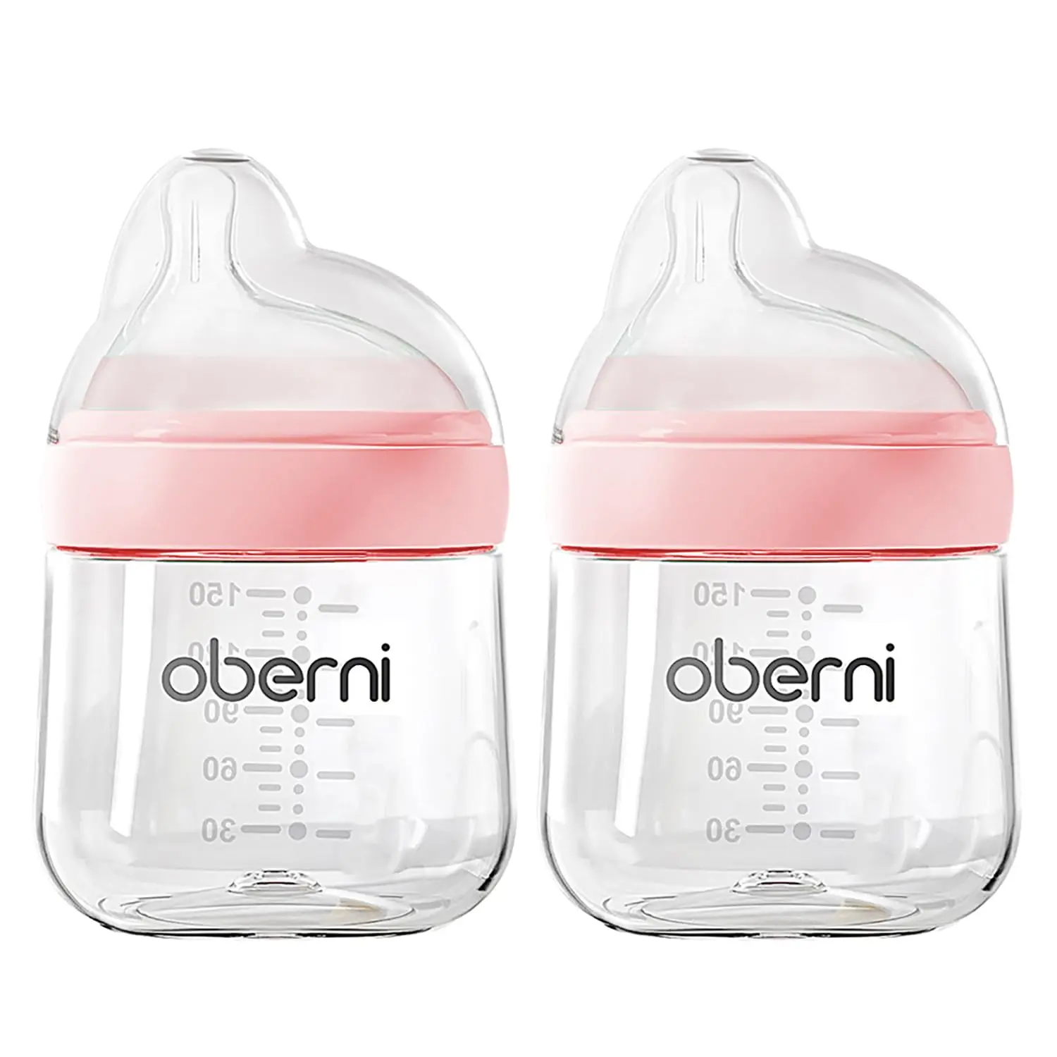 PP Newborn Nursing Bottles (2-Pack, 5oz/150ml Pink), Unisex 0-3 Months Anti-Colic Set with Slow-Flow Off-Centered Nipples, BPA-Free Leak-Proof for Nursing & Feeding, Nature & Animal Designs