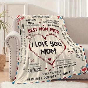 letter to mom pattern blanket, 1/2/3 counts soft comfortable warm throw, air-conditioned room warm nap blanket for home office travel, heartfelt gift blanket, bedroom accessories, funny gift