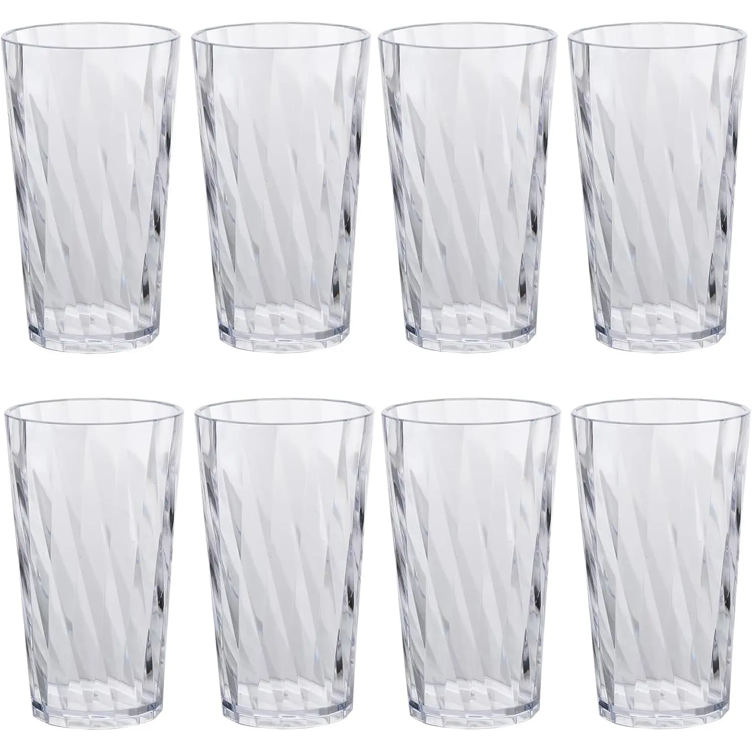 Unbreakable Plastic Drinking Glasses，set of 8, shatterproof drinking cups, plastic glass cups, 10 ozplastic Tumbler Cups, Dishwasher Safe (transparent)