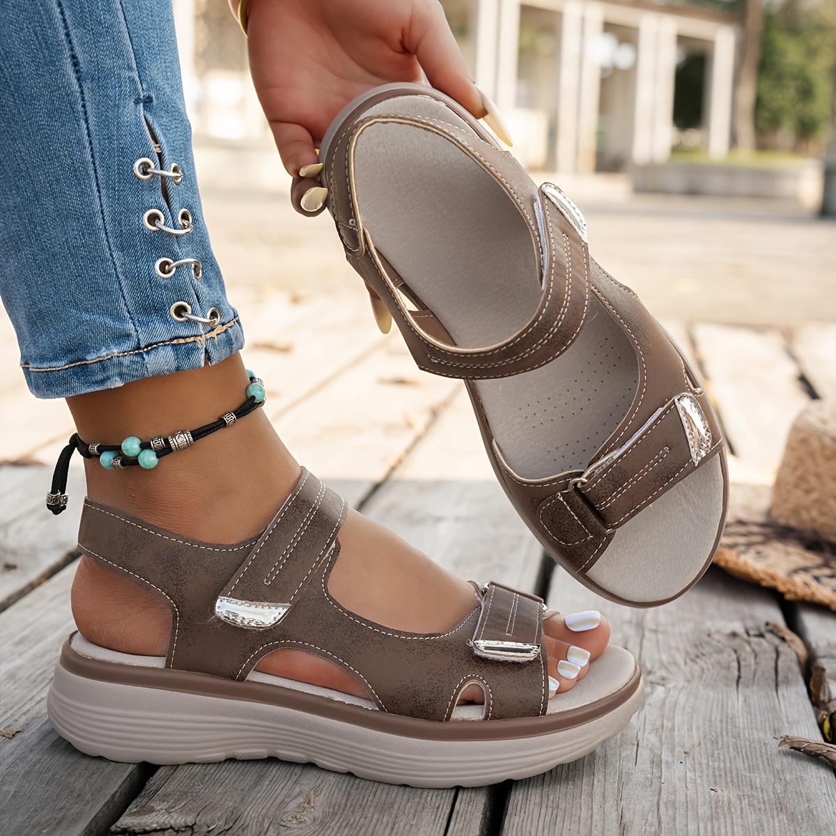Women'S Premium Adjustable Strap Platform Sandals |   Elegant, Comfortable Orthopedic Summer Casual Open-Toe Walking Shoes, High-Quality Breathable And Non-Slip Fashion Footwear With Microfiber Upper And Sole, Women Shoes
