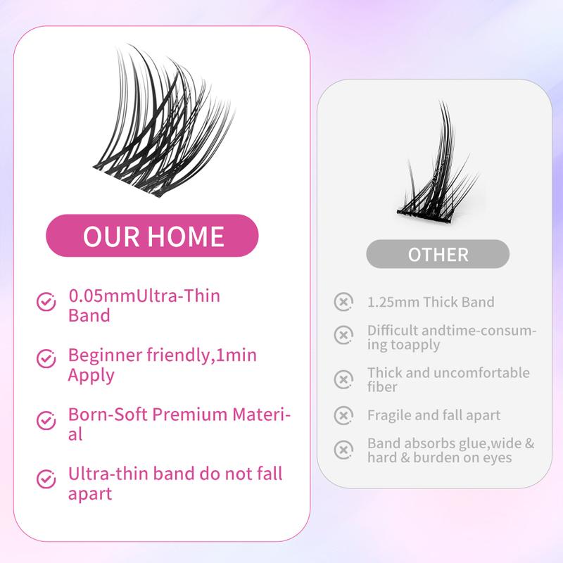 Surprise!Lash CLusters Kit, Personalized Styles Lashes Cluster With Invisible Band Lashes,Manga Lash Extension with Waterproof Long-lasting Lash Bond and Seal,Tweezers and Remover for DIY Eyelash at Home Easily, Natural Makeup Girl Gifts BlackFriday