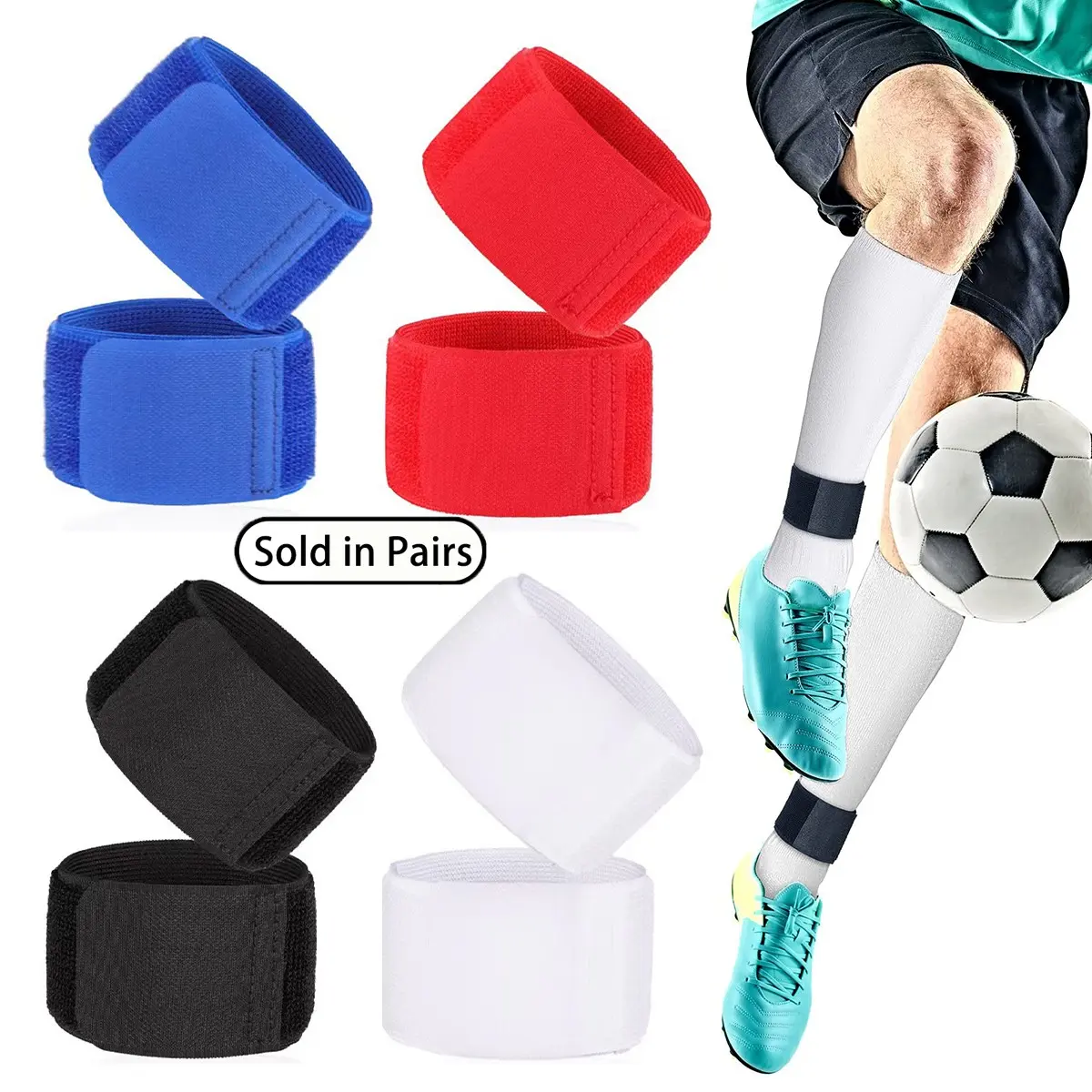 1 Pair of Football Calf Straps, Shin Sleeve, Adjustable Straps, Anti Slip Lightweight Football Socks Ankle Straps, Suitable for Adult Playing Soccer, Running Soccer, Cycling Sports - Shinguard Stays, Football Accessories, Soccer Gear, Soccer Equipment