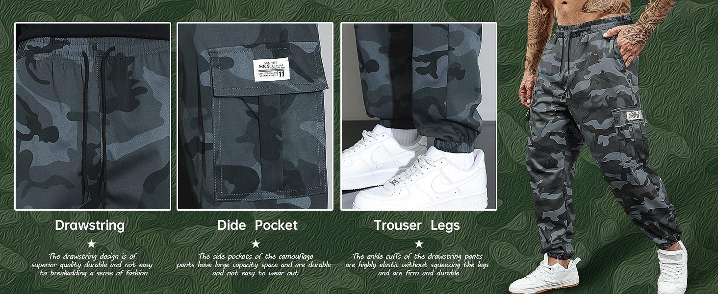 Men's Plus Size Jogger Pants, Relaxed Fit Casual Cargo Sweatpants with Elastic Drawstring Waist & Zipper Large Side Pockets, Lightweight Breathable All-Season Tapered Joggers for Daily Wear, Workout, Jogging, Hanging Out, Big Size Man Clothing