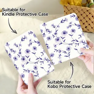 for Kindle/kobo/Tolino Case Purple Floral Pattern Print Design for New Kindle 11Th 2019, for Kindle 11th Generation Case for Kindle 11Th (2022/2024), 6-Inch, 7-Inch Kindle Paperwhite 12Th Generation 2024 Vision Color (2024) /Vision 6 (2021）/Shine Color (2