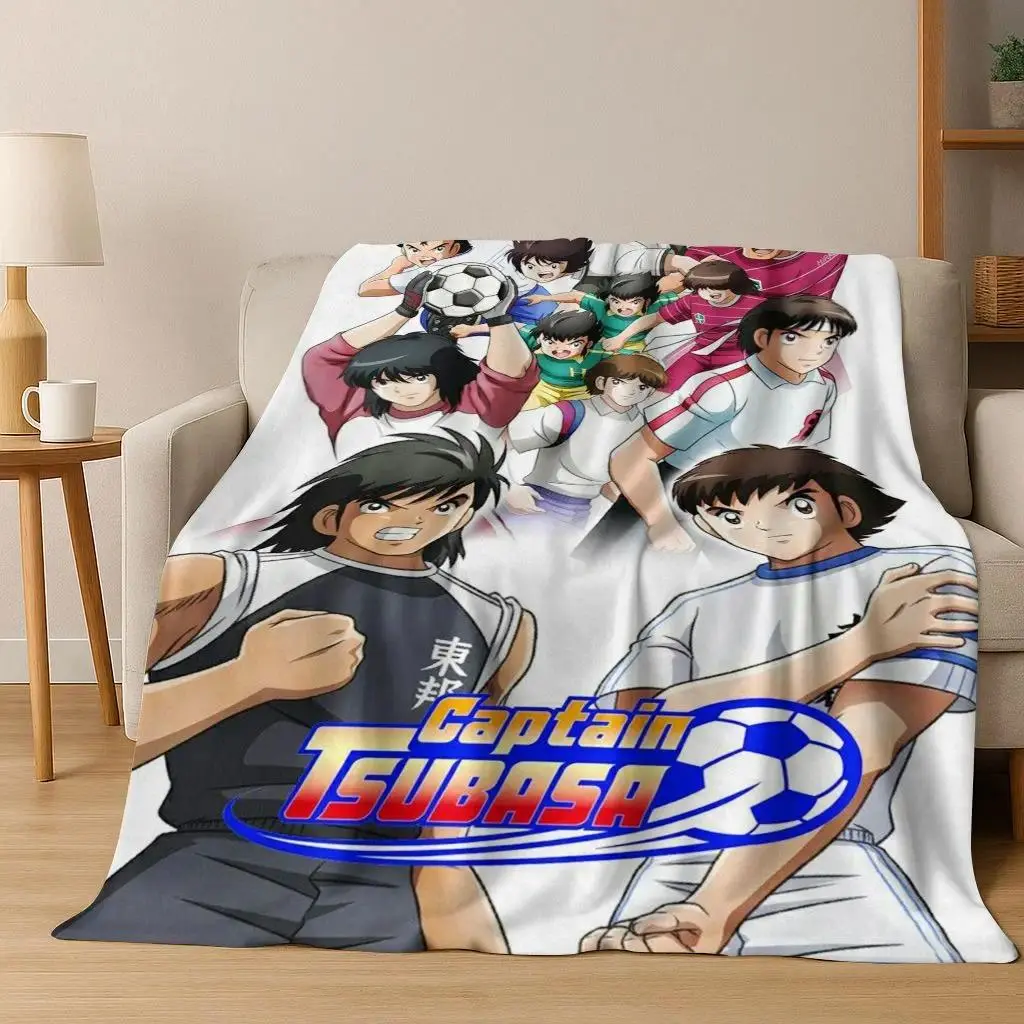 Captain Tsubasa Sports Theme Flannel Blanket - Flannel Texture, Microfiber Fleece, Wrinkle-Resistant, Warm, Cooling, Lightweight, All-Seasons Throw for Bedroom, Sports Fan Decor (60in*50in, 80x60in)