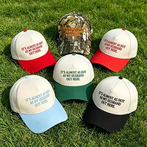 Retro Aesthetic Two Tone Embroidered Funny Almost As Hot As My Husband Adjustable Snapback Cap Trendy Camo Graphic Summer Statement Sun Protection Baseball Cap For Women Daily Outdoor