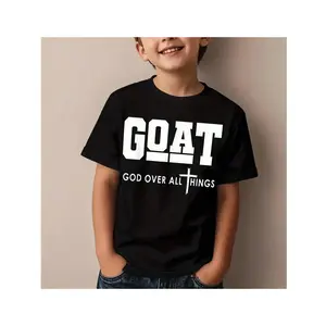 Funny Christian Graphic Tee - "God Over All Things" Religious Shirt For Boys & Girls - Soft Stretchy Fabric Crewneck T-Shirt - Everyday Church Outfit Or Casual Wear - Faith-Based Apparel For Kids, Humorous Religious Clothing