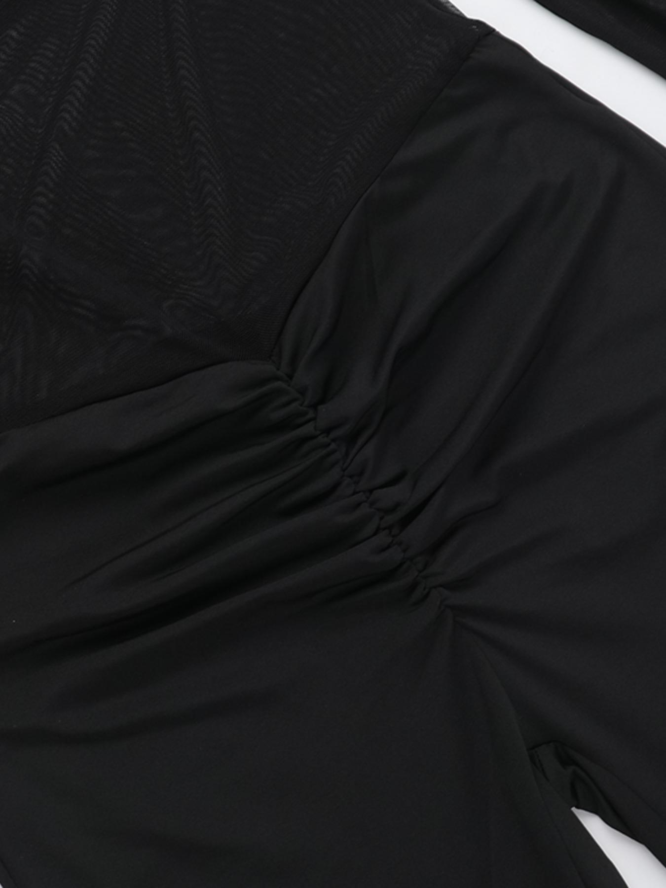 Women's Solid Color Long Sleeve Jumpsuit, Elegant Fashion Casual Jumpsuit for Party Club Dating Wear, Ladies Clothes for Summer Spring