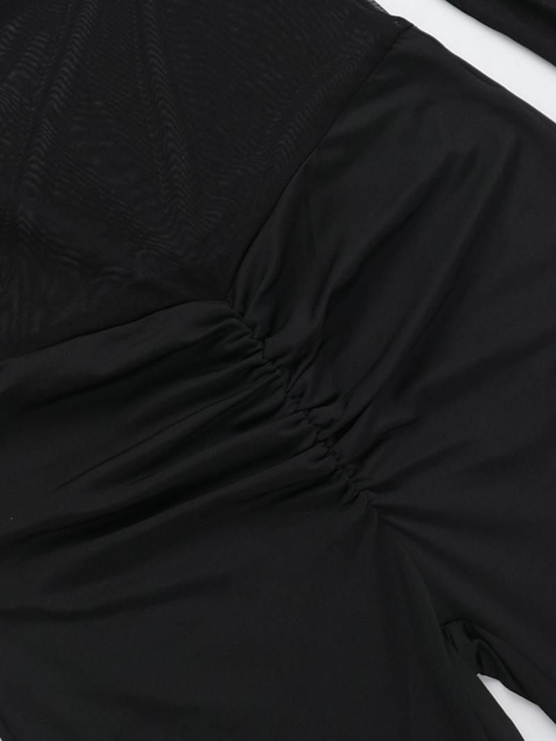 Women's Solid Color Long Sleeve Jumpsuit, Elegant Fashion Casual Jumpsuit for Party Club Dating Wear, Ladies Clothes for Summer