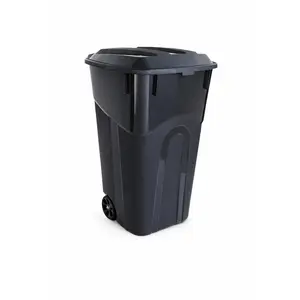32 Gallon Wheeled Heavy-Duty Plastic Trash Can with Attached Lid, Black