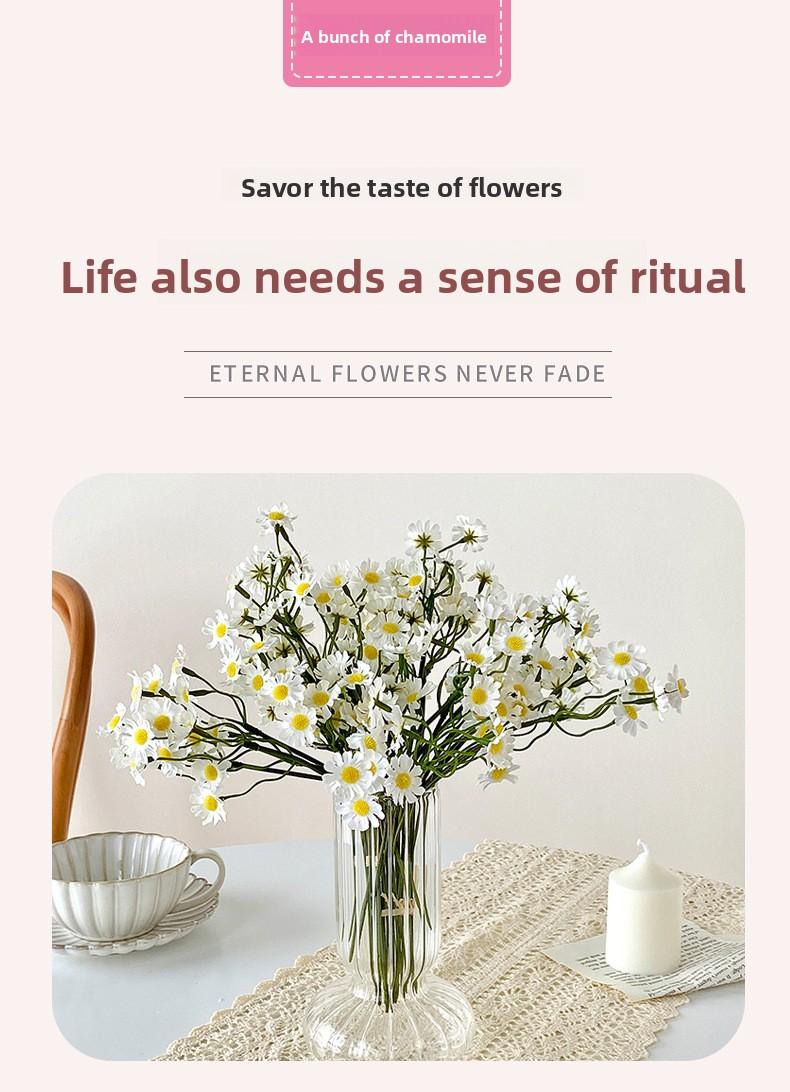 Chamomile artificial flower bouquet, small daisy fake flowers, living room decoration, table flower arrangement, decorative bouquet, photography prop