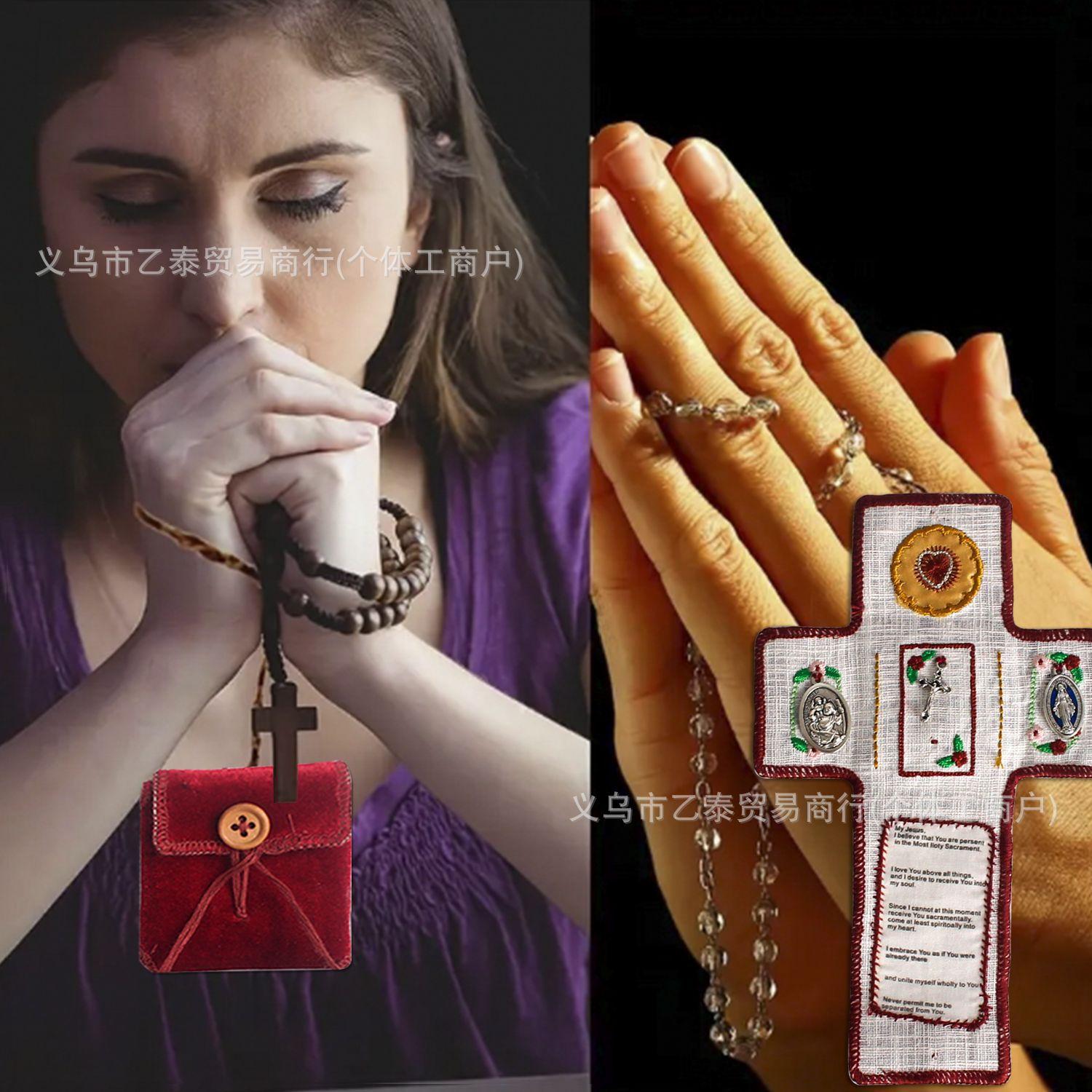 TK's cross-border best-selling new product: woven prayer pocket PocketShrinewithSilver cross