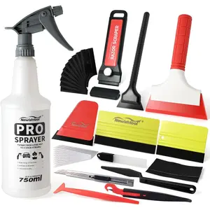 NEWISHTOOL Profi Window Tint Kit Vinyl Wrap Tool, Car Window Tint Tools Felt Squeegee for Vinyl, Sprayer Bottle, Micro Tucking Squeegee, Rubber PPF Tools Razor Scraper and Safety Cutter Knife Tint Kit