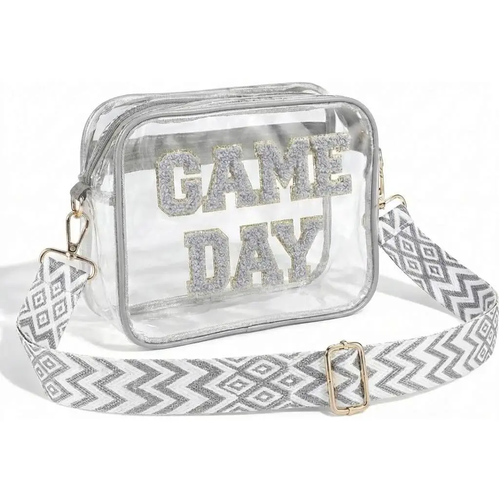 Clear Bag for Stadium Events - 9x7x2.5 Small Crossbody Purse for Women, Cute  Day Bag for Football Fans