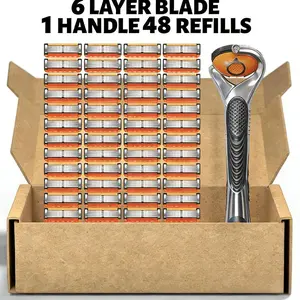 Razors for Men, 1 Handle, 46 Blade Refills, 6 Layer Blade for a More Comfortable Shave Razors for Men, 1 Handle, 46 Blade Refills, 6 Layer Blade for a More Comfortable Shave