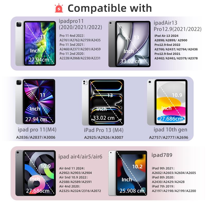 Clear Tablet Case with Pen Slot, 1 Count Auto Sleep/Wake Smart Tablet Protective Cover, Tablet Protector for iPad Pro 13 Inch (M4) Air 13 Pro 11 Inch