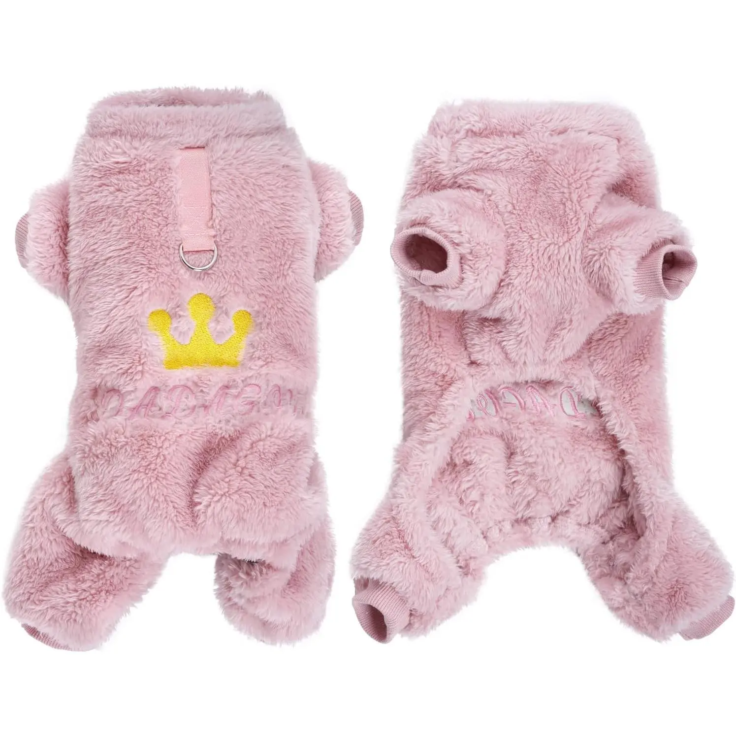 Plush  Pajamas Cute Warm Puppy Crown Pajamas Warm Kitten Winter  Clothes for Small Dogs Cats Girl(S)