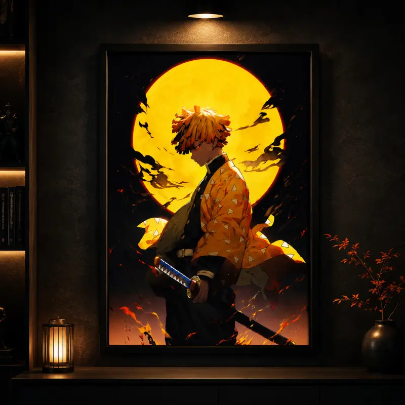 Zenitsu Demon Slayer Poster, Kimetsu no Yaiba Anime Manga Dimensional Infinity Fortress Anime Posters, Canvas Wall Art Print, Japanese Anime Room Decor for Bedroom Dorm Gaming Room Office, Manga Wall Art Gift for Anime Fans