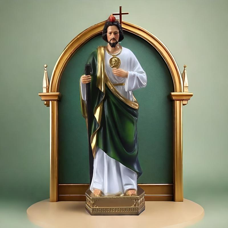 8.5 Inch Religious Resin St. Jude Tadeo Statue – Colorful Catholic Prayer Statue for Home Worship, Devotional Figurine for Believers, Collectible Religious Decor Mini Faith