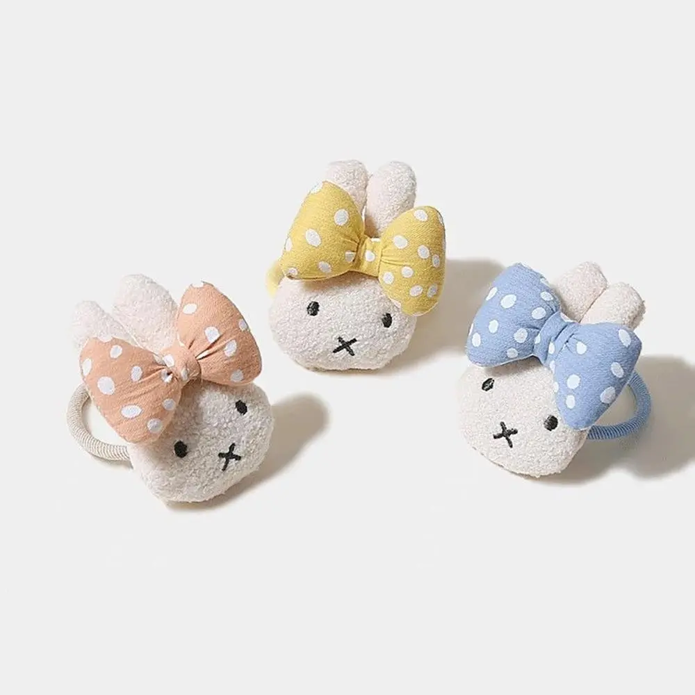 Kawaii Miffy Cute Plush Hair Rope Cartoon Rabbit Bowknot T Rubber Band Versatile Head Accessories Girl Gift