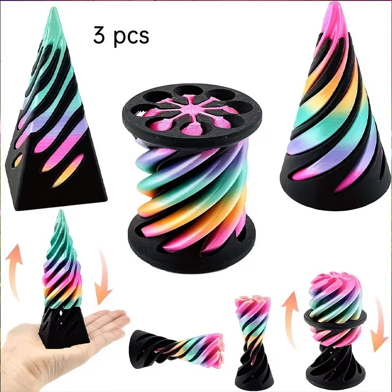 3pcs Impossible Cones, Halloween & Christmas Decorative Statues, Unique Pyramid Sculptures, Perfect for Festive Displays