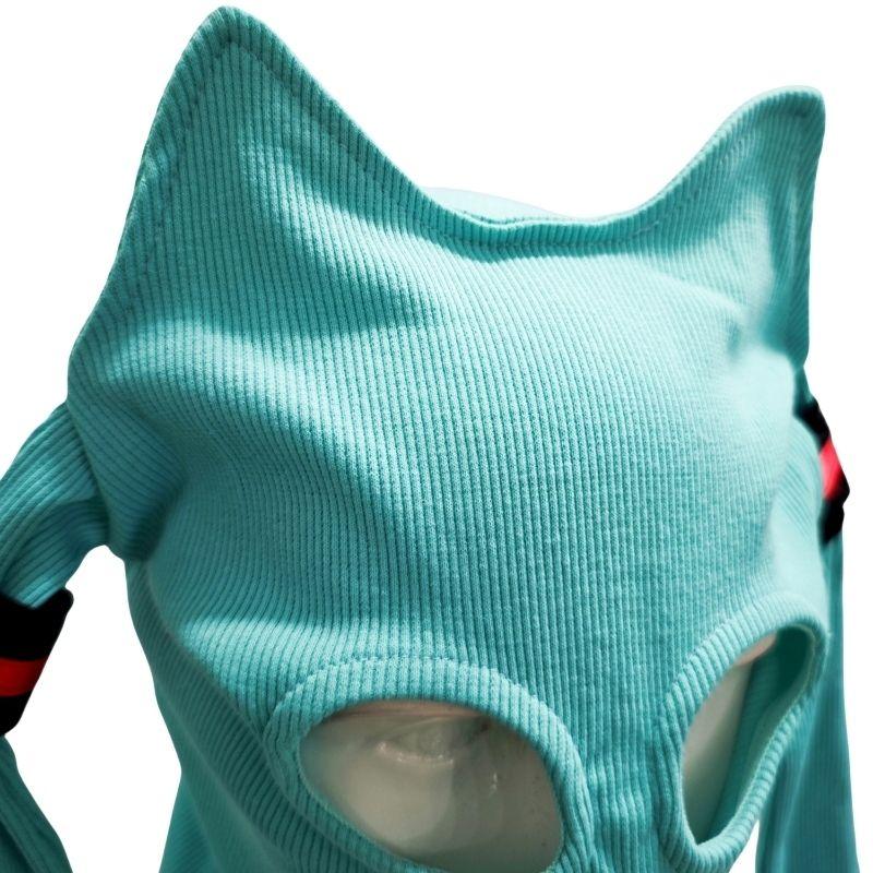 Cartoon Hatsune Miku Kawaii Cat Ear Weaving Mask Headgear Cute Anime Game Cosplay Funny Hat Costume Face Helmet Props Gift
