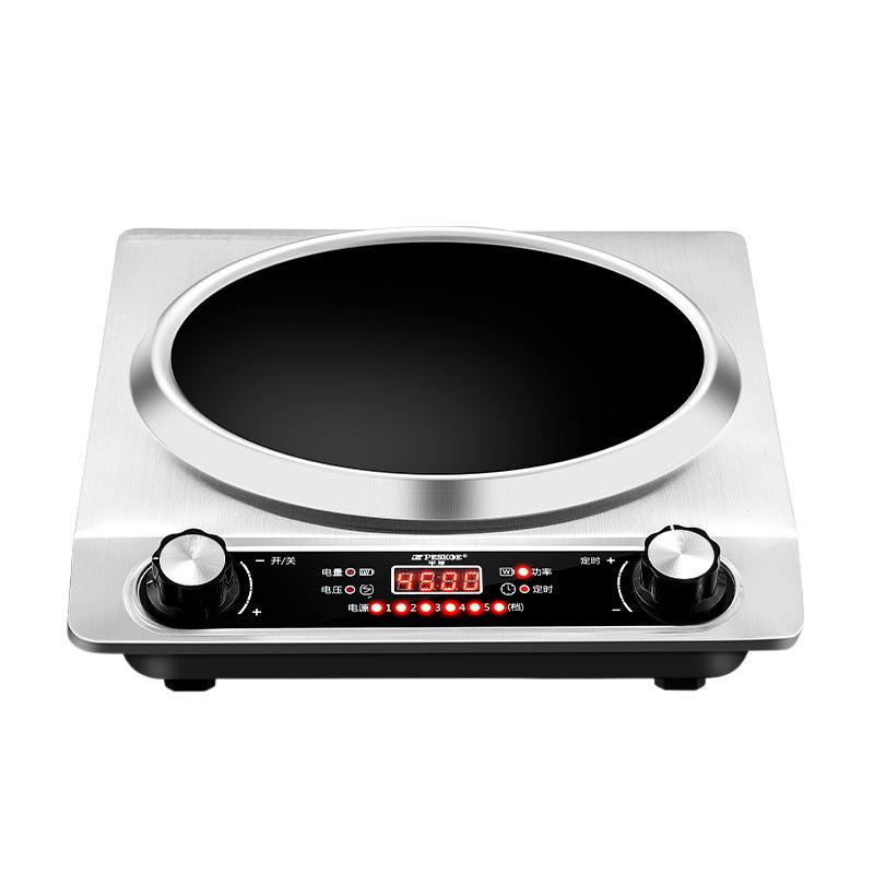 4500W Concave Electronic Induction Cooktop, Home High-Power Multifunction Kitchen Appliance with Full Wok Set for Stir-Fry, Hot Pot