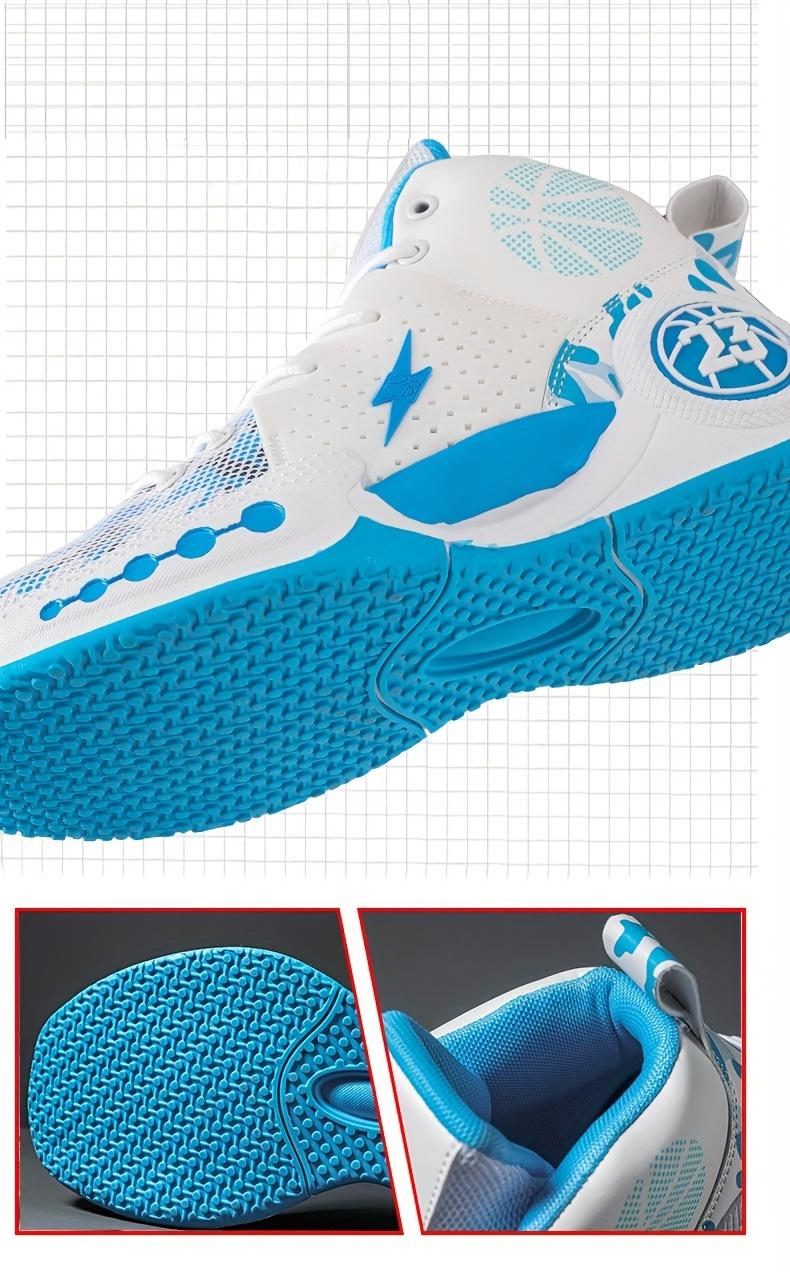 Men's high-top basketball sneakers - non-slip breathable mesh for outdoor and sports activities, striped design, lace-up closure