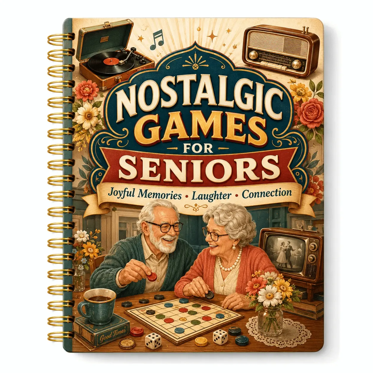 Nostalgic Game Guide Manual for Seniors, Large Print Memory & Brain Games, Retro Trivia, Family Party Companion, Perfect Gift
