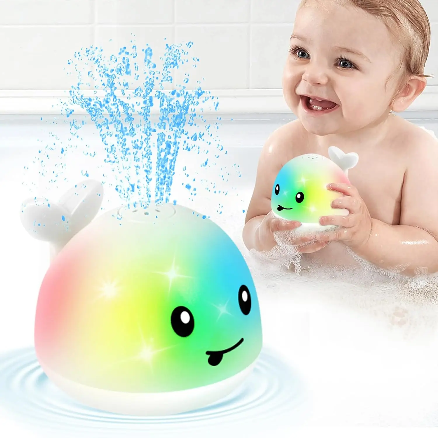 Whale Bath Toy Sprinkler, Baby Bath Toys for Babies 6-12-18 Month Toddler Pool Water Toy, Light Up Bath Toys for Kids Ages 1-3, 1 Year Old Boy Girl Gift Infant Birthday Bathtub Water Table Toyfidget toys