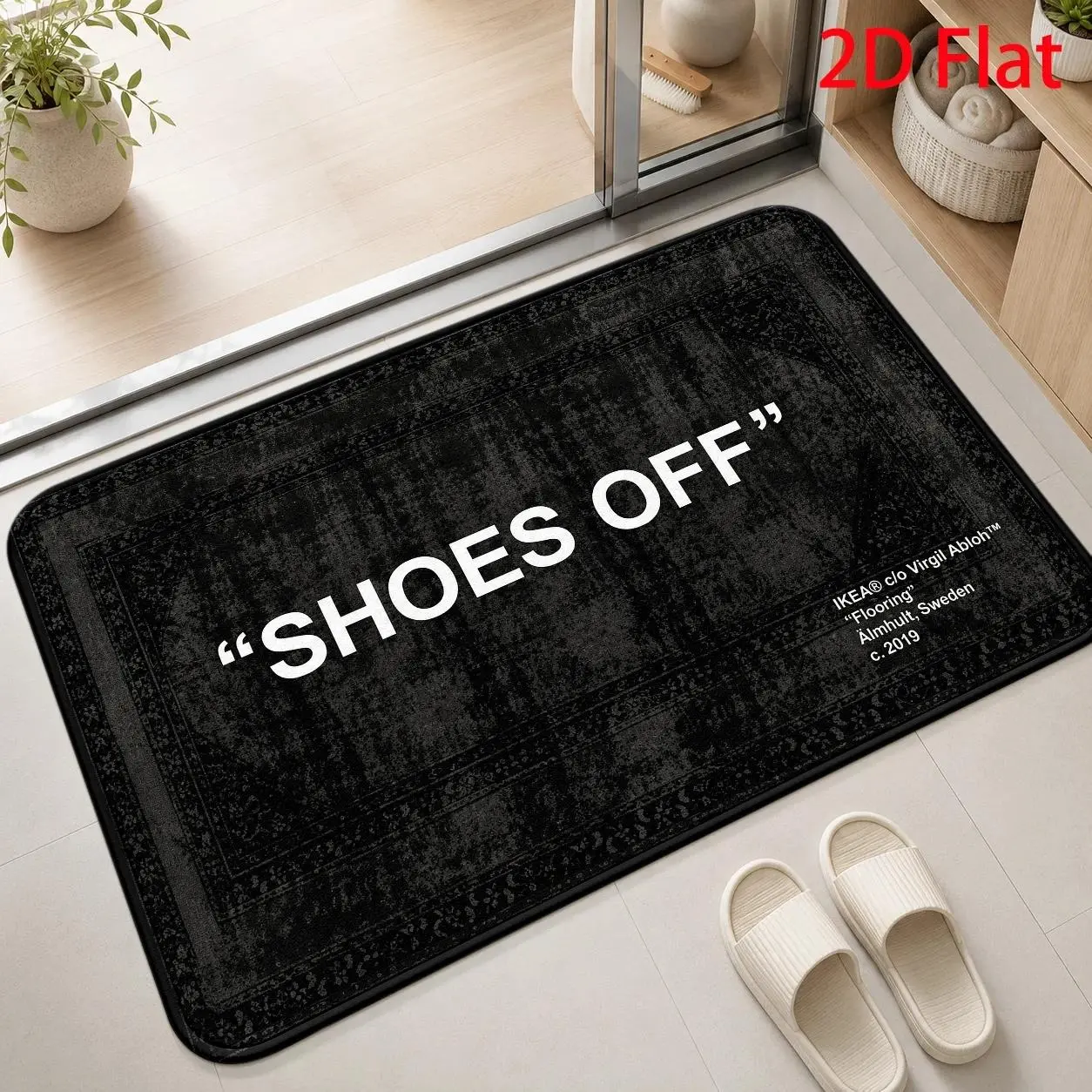 1pc,2PC,3PC Black Shoes Off Door Mat, Funny Quote Flannel Welcome Mat, Modern Minimalist Indoor Front Door Mat, Decorative Entryway Rug for Hallway, Bedroom, Dorm, Apartment and Home Decor, Multiple Sizes