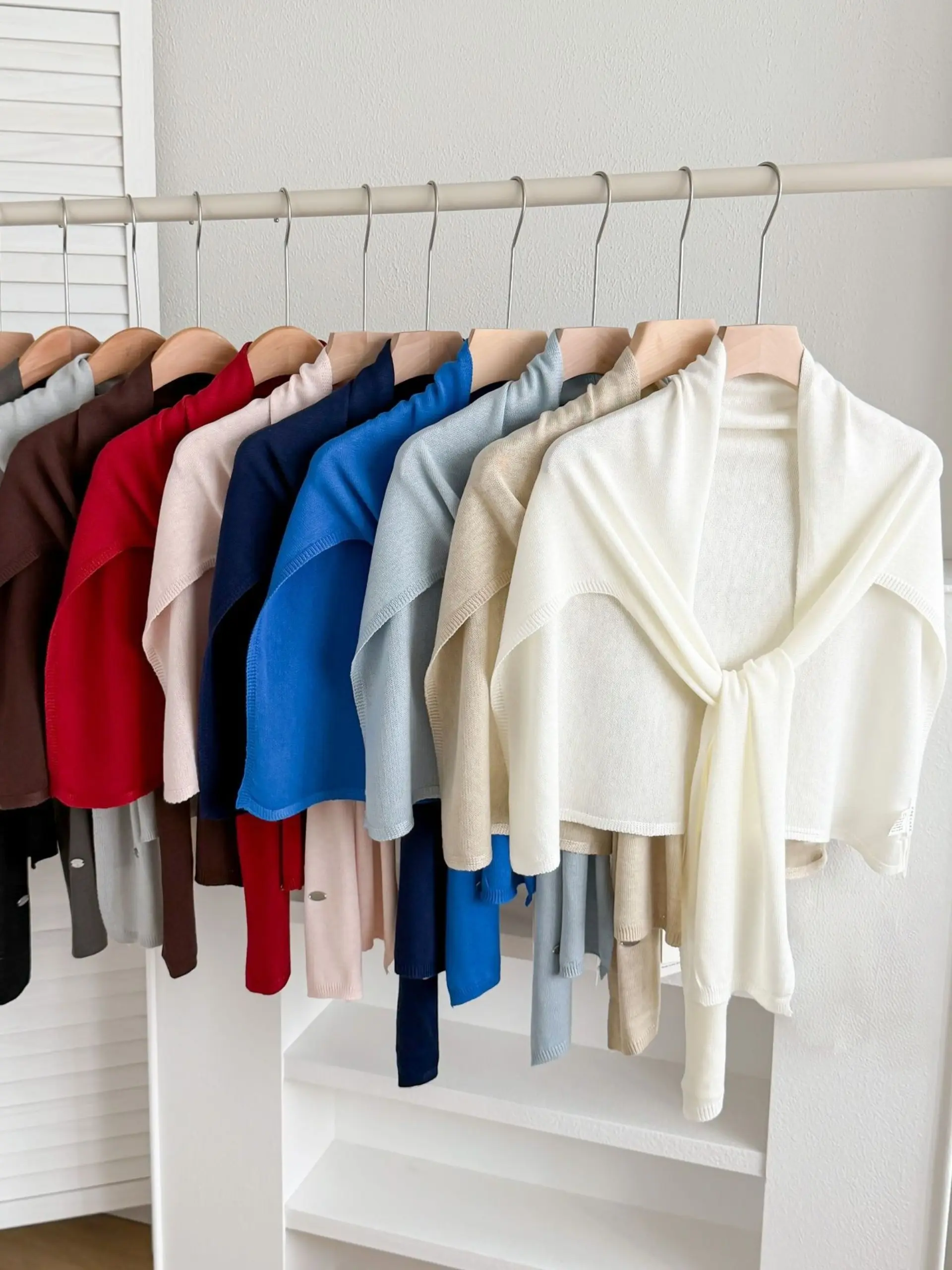 Women's Wool Blend Shawl, Summer Air Conditioning Room Outerwear, Solid Color Neck Protector, Knit Scarf, Versatile Fashion Accessory
