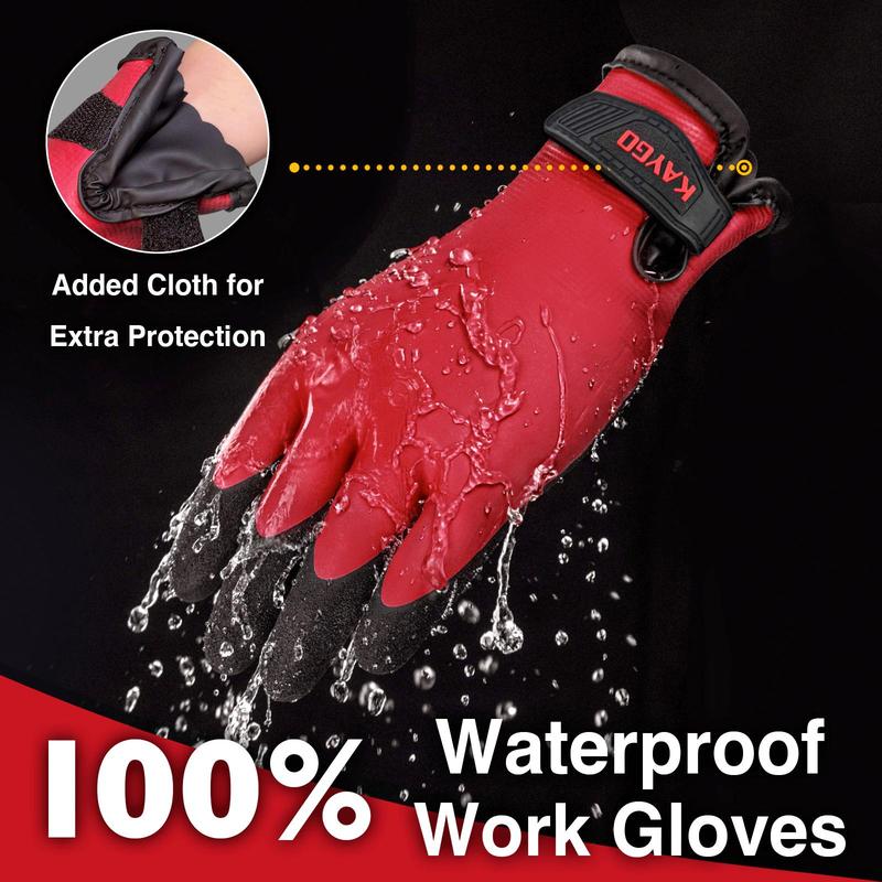 KAYGO Winter Waterproof Thermal Work Gloves with Double Latex Coating & Insulated Warm Liner for Cold Weather Protection