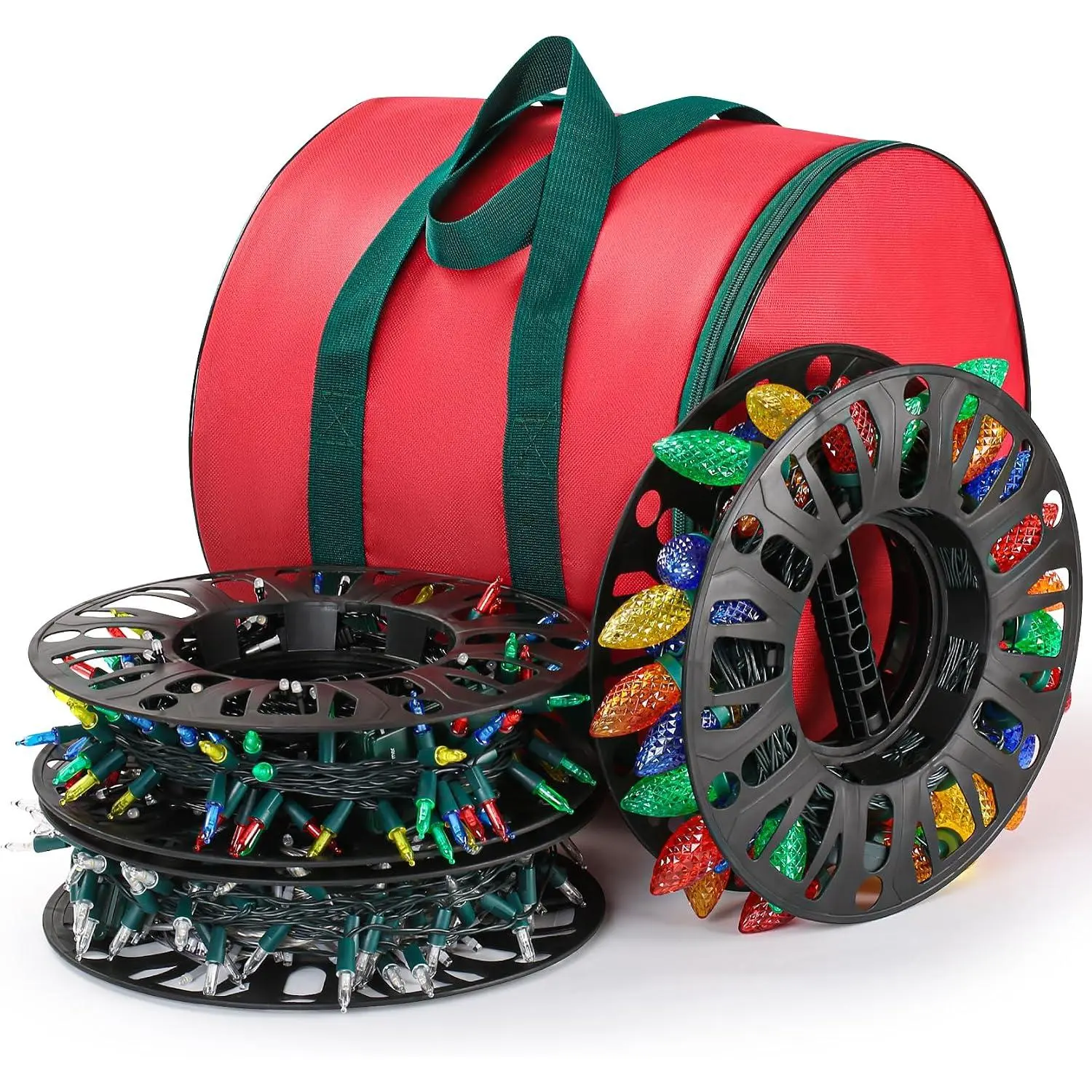 Christmas Light Storage Reels, 3 Spools with Durable Oxford Storage Bag for Tangle-Free Lights Cord Organization
