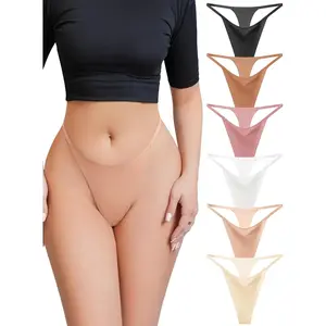 Women's Seamless Thong Invisibles Panties Reinforced Crotch Low Rise No Show Underwear Stretchy G-string Everyday