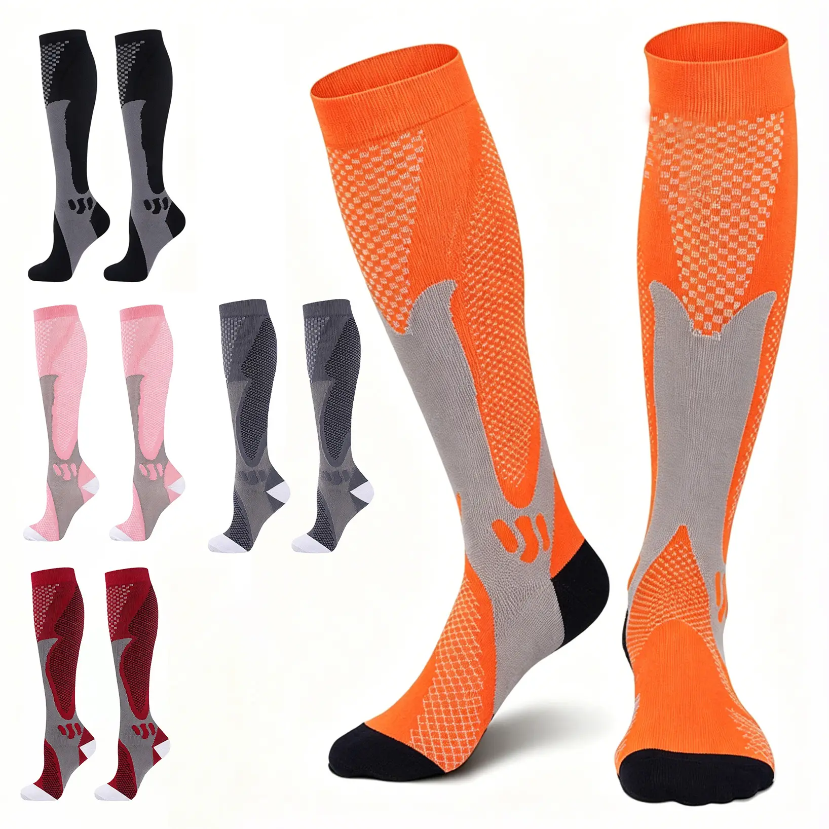 3 Pairs Compression Socks 20-30mmHg Knee High Compression cheer Socks Nylon Athletic Sport Socks for Men Women Running Cycling Travel Nurse Workout Fitness