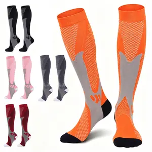 3 Pairs Compression Socks 20-30mmHg Knee High Compression Socks Nylon Athletic Sport Socks for Men Women Running Cycling Travel Nurse Workout Fitness