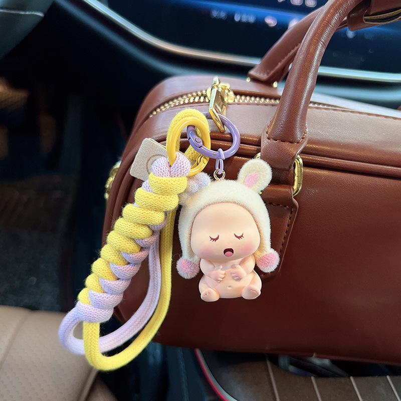 New Flocked Cartoon Hat Doll Keychain, Cute Kawaii Baby Figurine Car Key Ring, Fashionable Plush Bag Charm Accessory for Women New Flocked Cartoon Hat Doll Keychain, Cute Kawaii Baby Figurine Car Key Ring, Fashionable Plush Bag Charm Accessory for Women
