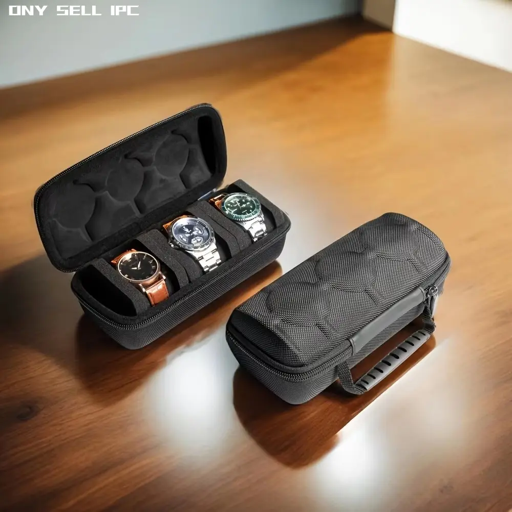 Premium Hard-Shell 3 Slots Watch Travel Case - Protective Storage Organizer Box for Men and Women's Watches - Shock-Resistant