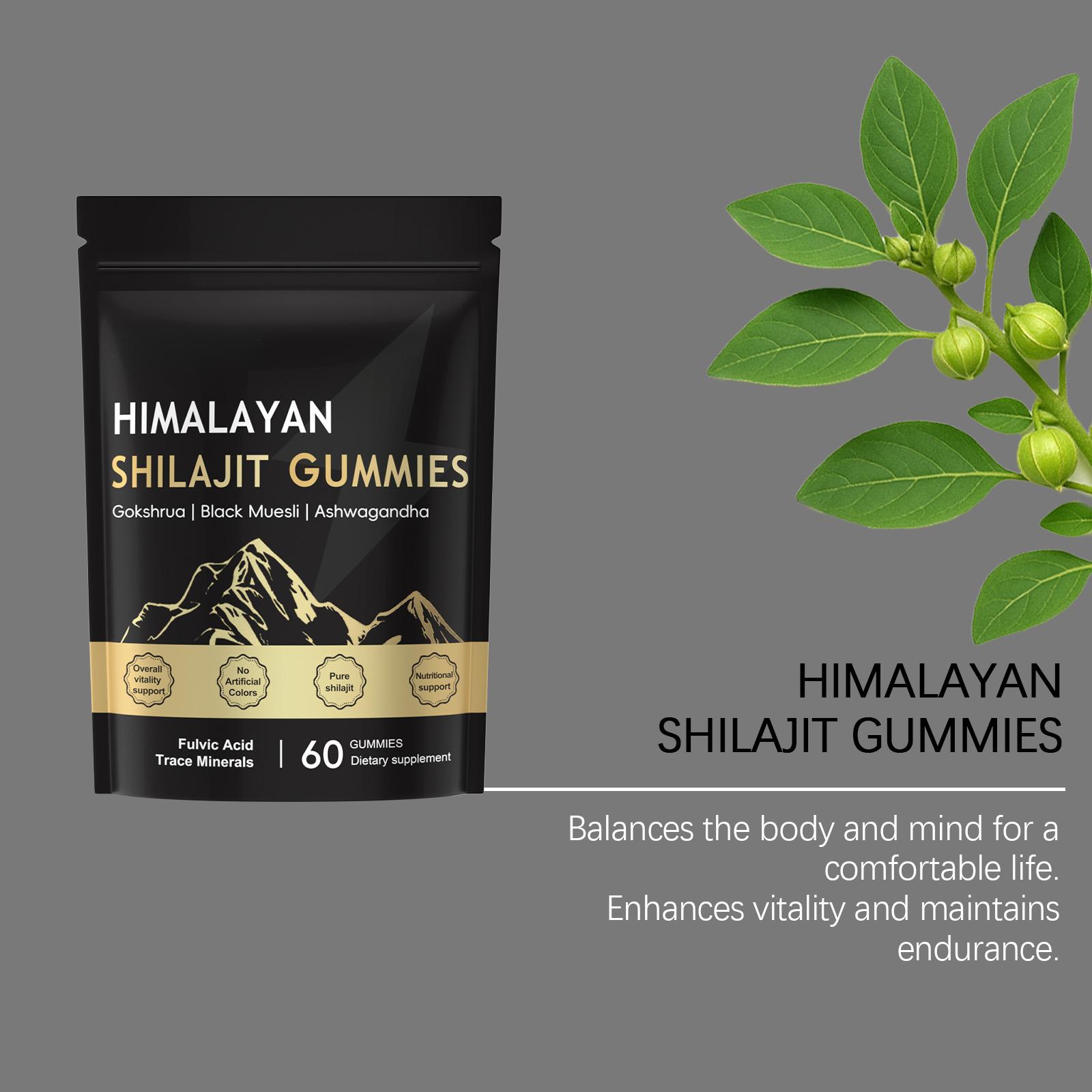 【GRAB 3 NOW】Shilajit Gummies With Ashwagandha, Gokshura & Black Ginger，Daily Care Support for Enhancing Physical Energy Vitality Supplement，shilajit for men Healthcare， Dietary Fitness | 60 Gummies |