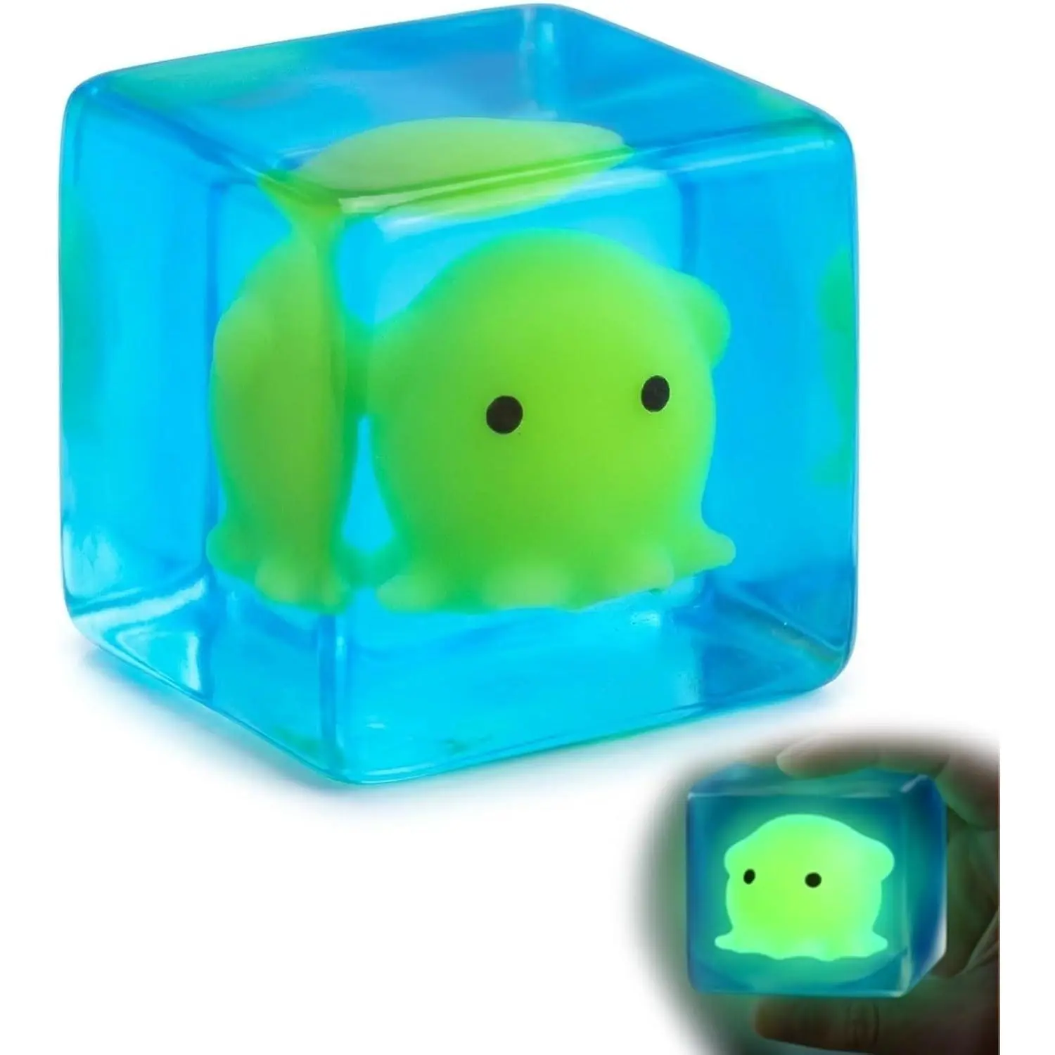 Squishy Octopus, Glow in The Dark Ice Cube, Relief and Sensory for Everyone, Soft and Squeezable Design with Tentacles, Measuring 5.5 x 5.5 x 5.5 cm for Easy Handling