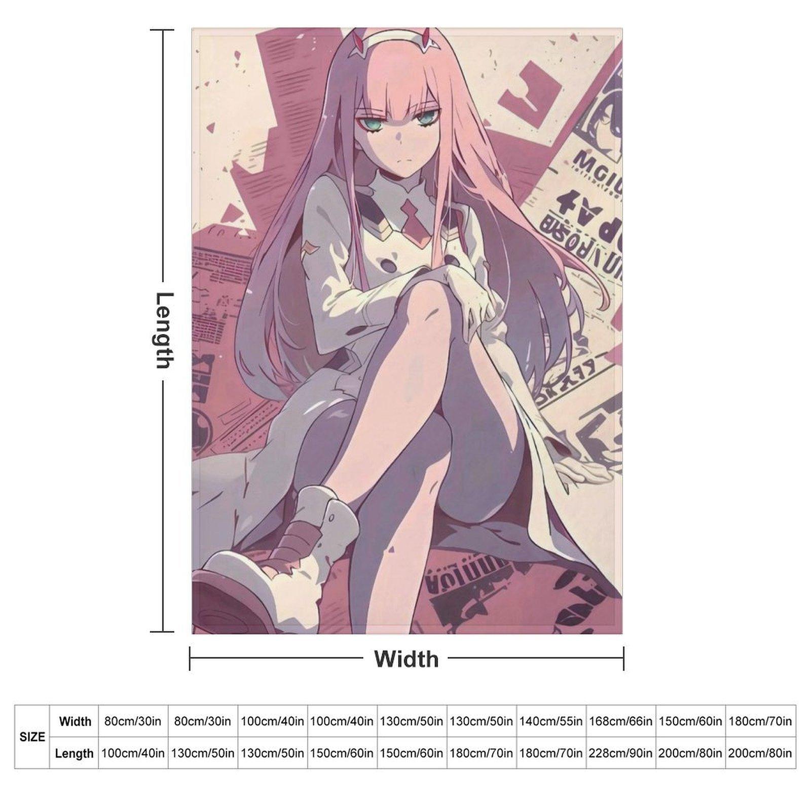Darling in the Franxx Zero Two Anime Throw Blanket, Soft Flannel 02 Retro Style Blanket, Cozy Anime Decor for Couch Bed, Anime Lover Gift