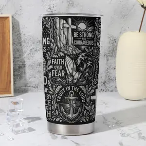 Armor of God Christian Tumbler – Faith Over Fear, Jesus Is King, Meaningful Father's Day Gift for Dad, Husband, Grandpa & Christian Men Who Stand Firm in Faith