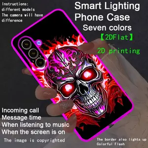 New LED Luminous Phone Case with Glowing Border, Compatible with Galaxy S26 Ultra to A15 5g, Fashionable Protective Cover, Unique Design, Daily Use