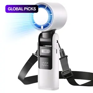 Portable Handheld Turbo Fan, 5-Speed Adjustable Rechargeable 3-in-1 Cooling Fan with LED Digital Display for Outdoor Activities, Travel and Beach, Portable Summer Essential #GLOBAL PICKS