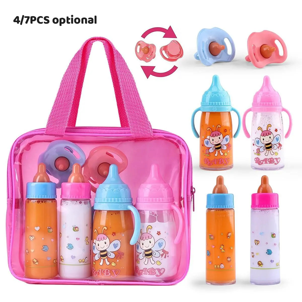 Magic Disappearing Bottle Playset, Realistic Nipple Accessories, Girl Doll Feeding Role-Play Gift, Home Pretend Play Toy Set