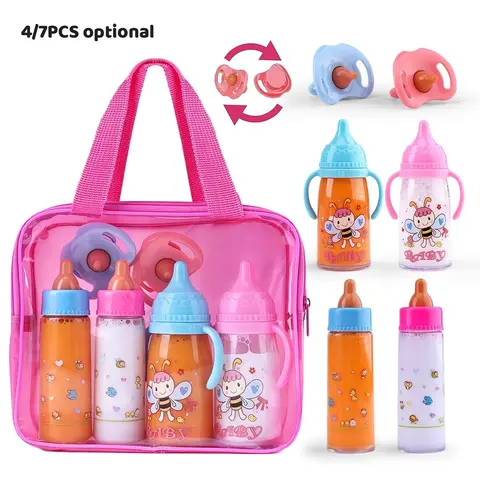 Magic Disappearing Bottle Playset, Realistic Pacifier Accessories, Doll Feeding Role-Play Gift, Home Pretend Play Toy Set