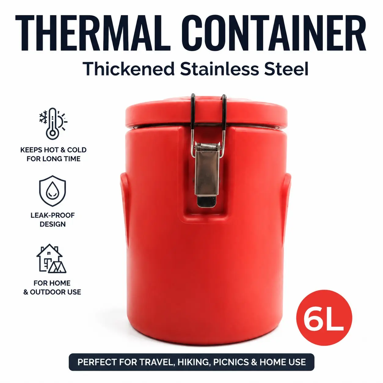 Vibrant Insulated Cooler Bucket, Triple Layer Thick Stainless Steel Inner, Leak-Proof Sealed, Ideal for Outdoor, Camping, Sports
