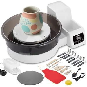 VEVOR Pottery Wheel for Adults, 14" and 11" Turntables, 450W Electric Table Top Pottery Wheel with Foot Pedal, 30-300 RPM Adjustable Speed, Detachable Basin, for Beginners, DIY Clay Art Craft, White