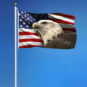1pc Patriotic "God Bless America" Eagle Flag - Durable Polyester, 3x5ft with Brass Grommets, Vivid Bald Eagle & American Flag Design, Ideal for Outdoor Use, Great Gift for Men & Women, American Flag Accessories